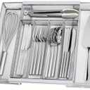 Sedegn Silverware Organizer Metal Mesh, Drawer Organizer, Utensil Cutlery Tray Expandable Flatware Organizer with 7 Compartment Silver 9.4"~17.3" x 13.7"