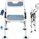 Shower Chair for Elderly & Disabled, Folding Shower Chair Seat with Arm and Back, Inside Shower Chair, Foldable Bathroom Chairs for Sitting, Portable for Travel - Collapsible, Compact & Comfortable