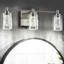 Bathroom Vanity Light Brushed Nickel 3 Light Bathroom Light Fixture, Clear Glass Shade, Crystal Bubble, Dimmable LED Vanity Light White/Neutral/Warm Light