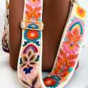 TCOMVEZ Embroidery Flower Purse Strap Replacement Crossbody for Handbags Women Guitar Strap 2 inch Wide Adjustable Bag Straps (Ivory)