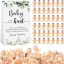 Gemscream 101 Pcs Baby Shower Game Set Include 1 Paperboard Hunt Sign 100 Mini Plastic Babies Tabletop Sign Tiny Babies Funny Baby Shower Prizes for Gender Reveal Party Favors (Green)