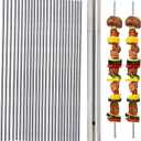 Stainless Steel Kabob Skewers - 13.2Inch Long Barbecue Skewers, Reusable Kebob BBQ Sticks for Shish Meat Shrimp (Set of 20pcs + 1 Tube Storage) (Round Skewers 35CM)