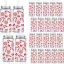 Whaline 20Pcs Christmas Candy Plastic Cups with Lids and Straws Clear Xmas Winter Party Drinking Cups Peppermint Candy Cane Reusable Tumblers for Holiday Party Supplies