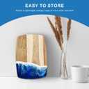 Acacia Wood Cutting Board with Resin Wave Design, Versatile Kitchen Chopping Board for Meat, Vegetables, Fruits, Cheese & Charcuterie, Blue Ocean Vibes Elegant Serving Tray, 14x9.8 Inches