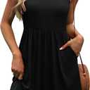 WIHOLL Women's Summer Dress 2026 A-Line Sleeveless Casual Sundress with Pockets Floral/Solid (L)