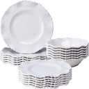 Beaded Melamine Dinnerware Set of 6,18 piece Farmhouse Plates and Bowls Set