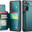 Vinich for Samsung Galaxy S26 Plus Wallet Case with Card Holder, RFID Blocking Credit Slots Kickstand Shockproof Phone Cover for Women Men, Bluish Green