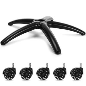 Frassie 28 Inch Office Gaming Chair Metal Base Replacement Part with 5 Wheels, Heavy Duty 2600 Lbs Wide Chair Legs Computer Desk Chair Base (Black)