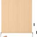 KELIXU Patio Shades Roll Up Outdoor Blind, 4' W x 6' H Cordless Sun Shade Privacy Screen with 90% UV Protection Exterior Roller Shade Cloth for Porch Pergola Backyard Windows Balcony, Walnut