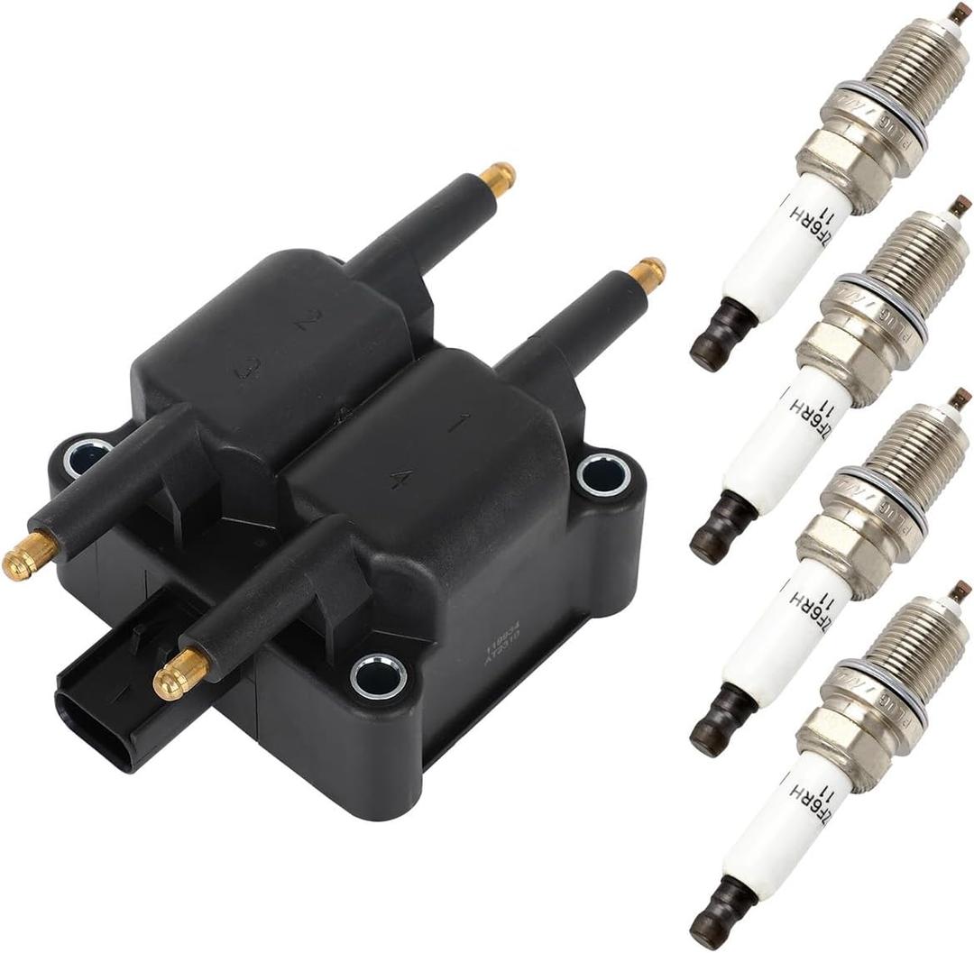 ECCPP UF403 1 ignition coils with 4 iridium Spark Plugs 3199, for Chrysler PT Cruiser 2.4L 2001 2002 20035269670, 56032521, 88921267