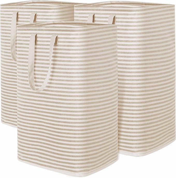 Lifewit 3 Pack Laundry Hamper Large Collapsible Laundry Baskets, Freestanding Waterproof Clothes Hamper with Easy Carry Handles in Laundry Room Bedroom Bathroom College Dorm for Adults, 3 x 80L