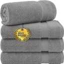 Cotton Paradise 4 Piece Turkish Bath Towels for Bathroom, Extra Large Soft Plush Towels Bathroom Set, Light Grey