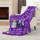 Purple Encouragement Throw Blanket Birthday Gifts for Women 52'' x 60'',Hug Get Well Blanket with Words of Affirmation Inspirational Positive Thoughts and Quotes for Sister Friend,Grandma