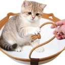 Instinct Basket,Stimulicat Cat Bed,Stimulicat Cat Bed Rope Cotton with Cushion,Eliminates Bed Rejection Round Pet Basket,Boho Catbed for Cats Handwoven Scratchable Breathable Weave (White, Large)