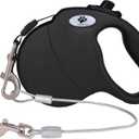 16ft Retractable Dog Leash for Large Breed Dogs up to 110 lbs with a Detachable Chew Proof Extender Wire Ropes (Black L)