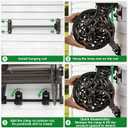Garden Hose Reel Wall Mount Metal, Holds 135 ft x 5/8" Decorative Water Hose Holder for Outside Storage, Heavy Duty Aluminum Frame w/Shelf, No-Leak Aluminum Water System, Easy Assmbly, Dark Bronze
