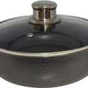 IMUSA 3.2qt Charcoal Aluminum Nonstick Caldero with Glass Lid, Black