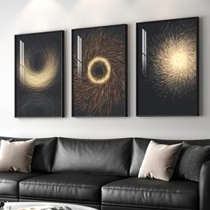 Large Framed Black and Gold Modern Luxury Wall Art for Living Room, 3 Piece Contemporary Bright Art Prints Paintings Artwork for Walls, Pictures for Bedroom Dining Room Entryway Wall Decor 24x36 In