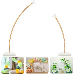 Balloon Arch Kit - Free Bending Shape, Balloon Column Stand Independent Suspended Standing, 12" Water-Filled Base - Ideal for Weddings, Baby Showers, and Birthday Parties (Golden 8.2ft & 5ft)