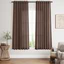 Cappuccino Curtains 63 Inches Long 2 Panel Sets for Living Room Bedroom, Light Filtering Linen Drapes for Kitchen Windows Rod Pocket or Back Tab Curtain,Semi Sheer 52x63
