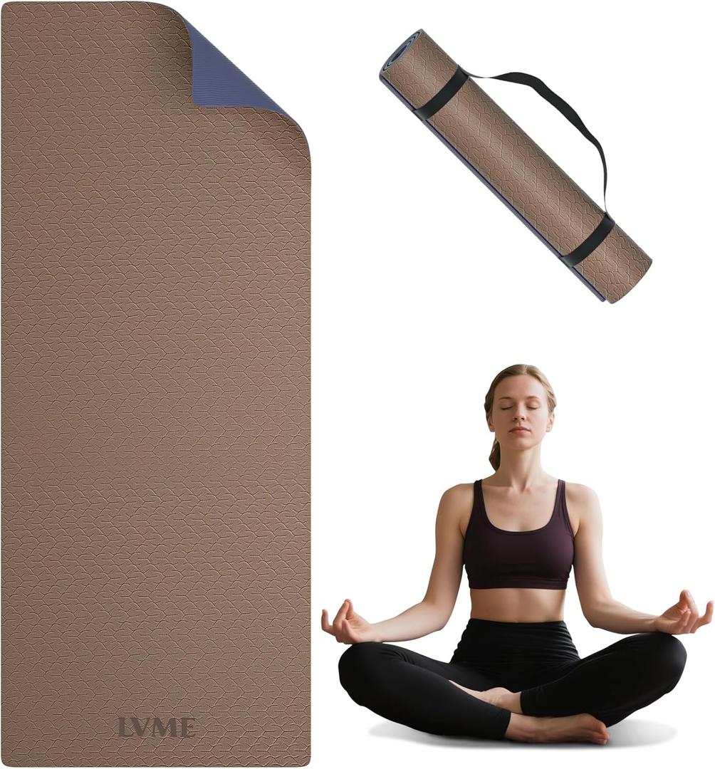 Yoga Mat Non Slip, Anti-Tear 1/4" & 2/5" Thick TPE Yoga Mats for Women and Men, a stylish and practical dual-tone yoga mat.72"x24" Exercise & Fitness Mat with Carrying Strap, Workout Mats for Yoga, Pilates and Floor Exercise