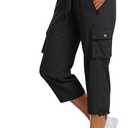 MoFiz Women's Cargo Capris Hiking Pants Lightweight Quick Dry Outdoor Athletic Travel Casual Loose Comfy Cute Zipper Pockets, black, X-Large