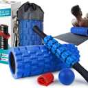 5 in 1 Foam Roller Set for Deep Tissue Muscle Massage, High Density Trigger Point Fitness Patented Exercise Foam Roller, Massage Roller, Massage Ball, Resistance Band, for Whole Body