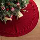 48 Inch Christmas Tree Skirt: Cable Knit Tree Skirt for 7.5FT Tree, Burgundy Red Tree Skirt, Vintage Tree Skirts, Rustic Farmhouse Christmas Decorations (Medium)