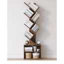 SUNMORY 6 Tier Tree Bookshelf, Small Bookcase with Storage Cabinet, Modern Tall Narrow Bookshelves Organizer, Floor Standing Book Shelf for Bedroom/Living Room/Home Office/Corner, Rustic Brown