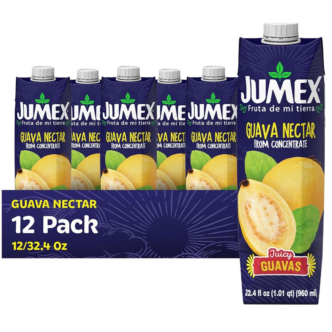 Jumex Guava Juice Nectar - Guava Nectar Made with Fresh Fruit Puree - Tropical Fruit Juice Concentrate for Smoothie Mix, Cocktail Mixers, Kids Drinks & Mexican Beverages - 32.4oz, 12 Pack Carton, Best Before November 01 2025 