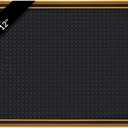 Drydiet 1 Pcs 18 x 12 Inch Bar Mat Non Slip Rubber Mat with Gold Border Durable Stylish Spill Cocktail Service Coffee Mats for Restaurants Barbershop Clippers Bartending, Black