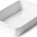 HOMBENE 3.3 QT Ceramic Baking Dish, White Casserole Dish,Lasagna Pan for Oven, Bakeware for Baking, Kitchen Decor, Microwave Oven Safe, Dinner Party (8.7" x 11.8")