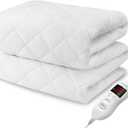 Heated Mattress Pad Twin Size, Electric Mattress Pad Cover w/Single Control 8 Heating Settings, Bed Warmer w/ 4 Auto Shut Off Settings, UL Certified, Deep Pocket, Machine Washable, White