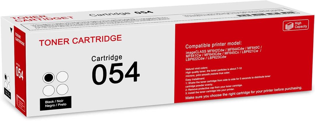 1 Pack 054 3024C001 Black Toner Cartridge: Compatible CRG-054 Replacement for Canon imageCLASS MF642Cdw MF644Cdw MF640C MF641Cw MF643Cdw MF645Cx LBP621Cw LBP622Cdw LBP623Cdw Printer
