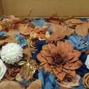 Ling's moment Fall Wedding Arch Flowers with Sheer Drapes Kit - Artificial Orange and Navy Blue Floral Arrangements for Ceremony Backdrop, Arbor Decor, 5-Piece Set (2 Flower Stems + 3 Hanging Drapes)