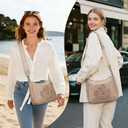 MEITRUE Crossbody Bags for Women,Rose Embossed Vegan Leather Medium Hobo Purse with Strap Travel Shoulder Handbag