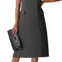 Lepunuo Womens Summer Dresses Crewneck Maxi Skirts Casual Midi Dress with Pockets Beach Vacation Outfits (Black, S)