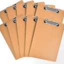 Happyhapi 10 Pack 9" x 12.5" Wooden Hardboard Clipboards with Low Profile Clip, A4 Clip Boards for Office, Home, Classroom
