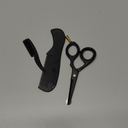 Ontaki 4.2" Japanese Steel Rounded-Tip Scissors for Beard - Mustache, Nose, Ear & Hair  Ergonomic Bent Handles - Hand-Forged Men's Grooming Scissors (Black 4.2") - Beard Grooming Kit