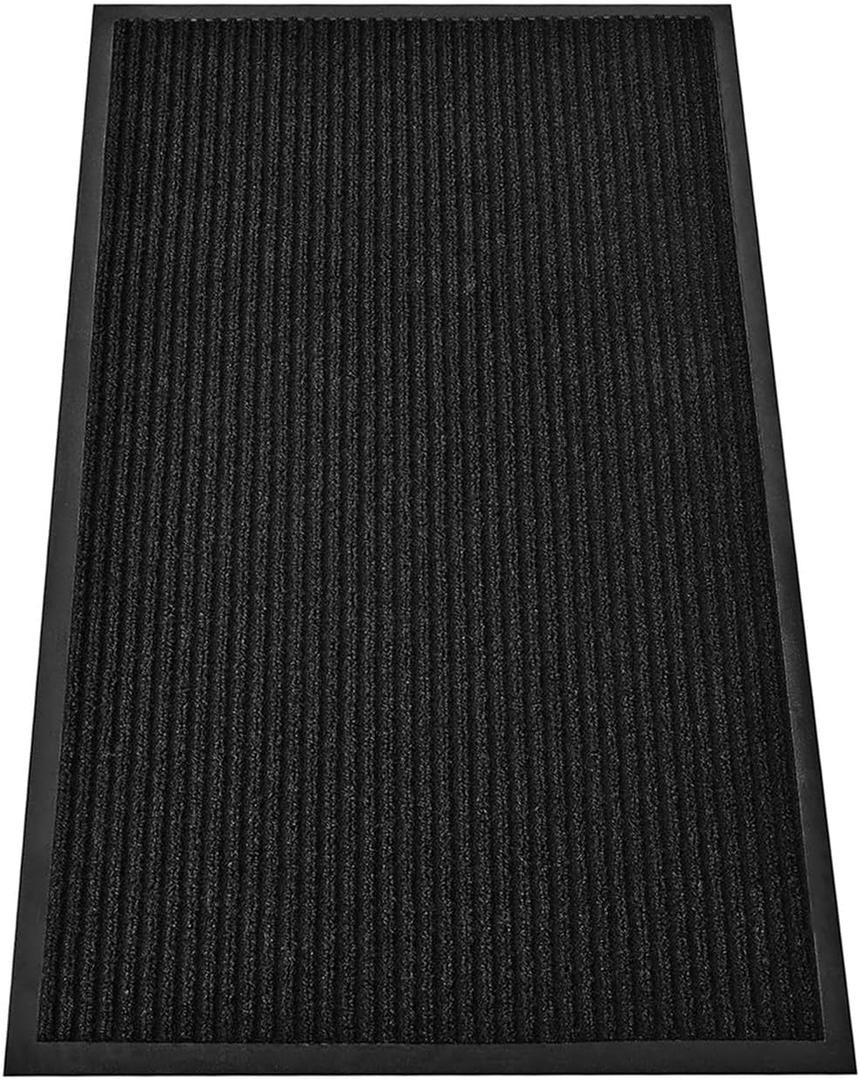 SRDDQLC Door Floor Mat Commercial Grade Large Size Heavy Duty Tough Entry Collection Slip Skid Entrance Mat with Rubber Backing Low Profile and Easy to Clean Indoor Outdoor Rug, 4FTx8FT, Black