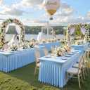 6 Pack 8ft Baby Blue Spandex Table Cloths for Rectangle Tables Wrinkle Free Rectangle Tablecloths, Stretch Fitted Table Cover with Skirt for Baby Shower Boy Birthday Party Wedding Banquet Buffet