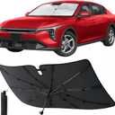 Econour Windshield Sun Shade Umbrella for Car | Medium Foldable Car Sunshade | UV & Heat Protection Front Window Sun Shield, Keeps Interior Cool, Fits Sedans SUVs & Trucks (57” x 33”)