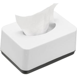 Uxcell Tissue Box Cover, Plastic Rectangle Modern Facial Tissue Box Holder Desktop Napkin Organizer Container for Living Room Bedroom Office Hotel Desk Car, White