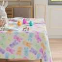XCHI Colorful Watercolor Cute Bunny Rabbits Easter Tablecloth Square Table Cloth Washable Table Covers for Indoor Dining Home Party Decorations 60x60 Inch