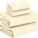 RUVANTI 100% Cotton Flannel Sheets King Size - 4 Piece Warm, Soft & Breathable, Deep Pocket, Double Brushed Cozy All Season Bedding Set, Cream