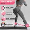 KUTIZE Ankle Resistance Bands with Cuffs & Fabric Resistance Bands Set - Legs & Glutes Workout Equipment for Women & Men, Home Gym Heavy Exercise Bands for Hip, Yoga, Strength Training, Rehab, Pilates (Pink)
