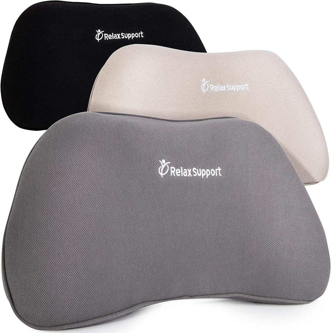 RELAX SUPPORT RS1 Lumbar Support Pillow - Office Chair Back Support - Chair Cushion for Back Pain Uses ArcContour Special Patented Technology Has Unique Lateral Convex Shape for a Pain Free Back