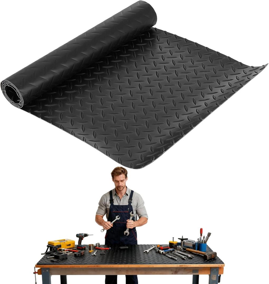 Work Bench Pad Mat, Top PVC Workbench Mat with Non-Slip Texture, 48" x 17" Scratch Stain Resistant Surface Protects Work Bench Tabletop Countertop for Woodworking Crafting Tool Protection