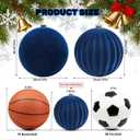 LANGXUN 2 Pcs 8 Inch Extra Large Velvet Christmas Ball Ornaments - Shatterproof Hanging Christmas Tree Decorations for Xmas Holiday Party Wedding Home Decor (Navy Blue)