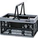 Collapsible Crates For Storage,Plastic Baskets For Organizing,Collapsible Shopping Basket  9.84"x 14.96" x 7.87", 20L Foldable Crate With Handles for Car Classroom Kitchen Bathroom Medicine Milk Black